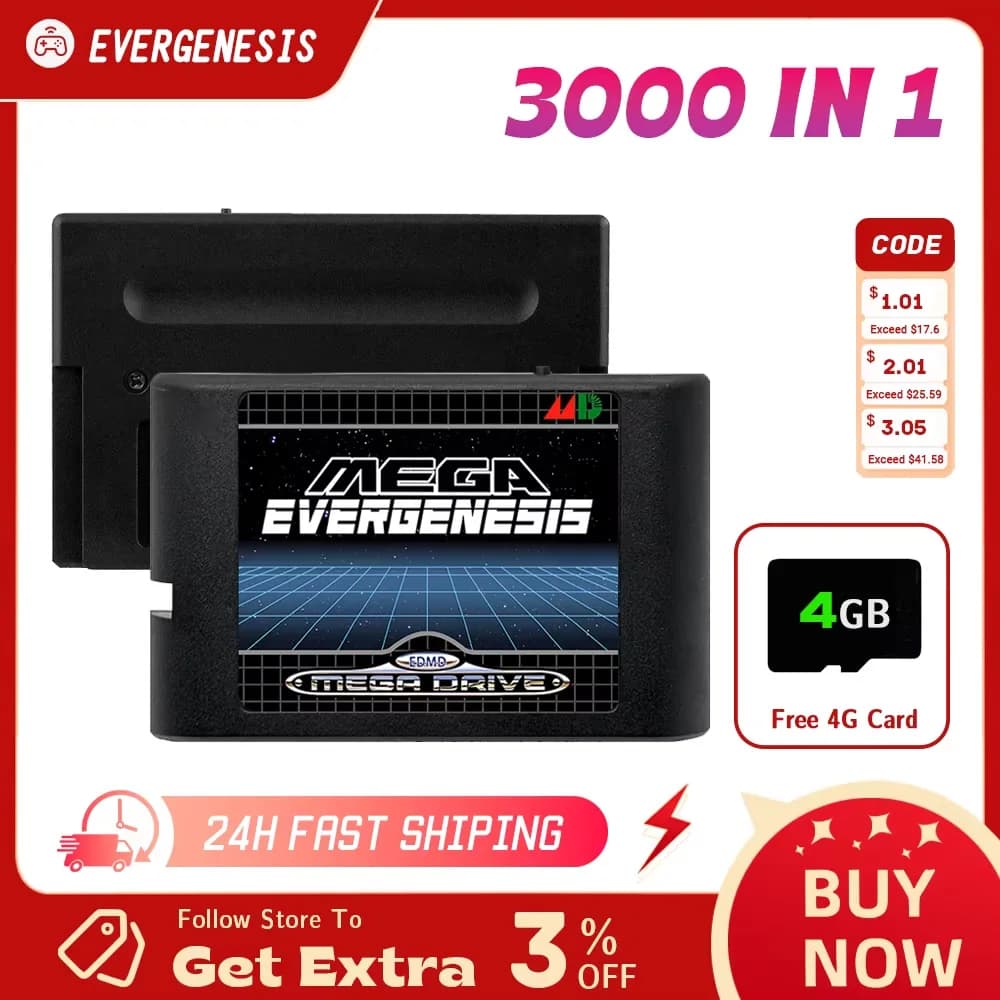 Optical Drive Emulator For Mega Drive 3000 in 1 EDMD Remix Memory Card MEGAKey Support 32X File Memory Card With 4G TF Card
