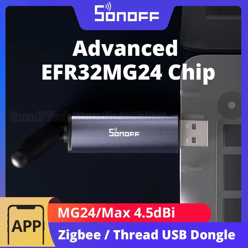 SONOFF Dongle Plus MG24 Zigbee Thread USB Dongle EFR32MG24 New-Powerful Chip Max 4.5dBi High-Gain Antenna Aluminum Zigbee2MQTT