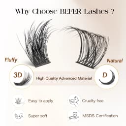 Befer 144pcs Lash Clusters 3D Natural Fluffy Cluster Lashes DIY Lash Extension 10-16mm Hight Quality Soft Super Thin Band Makeup