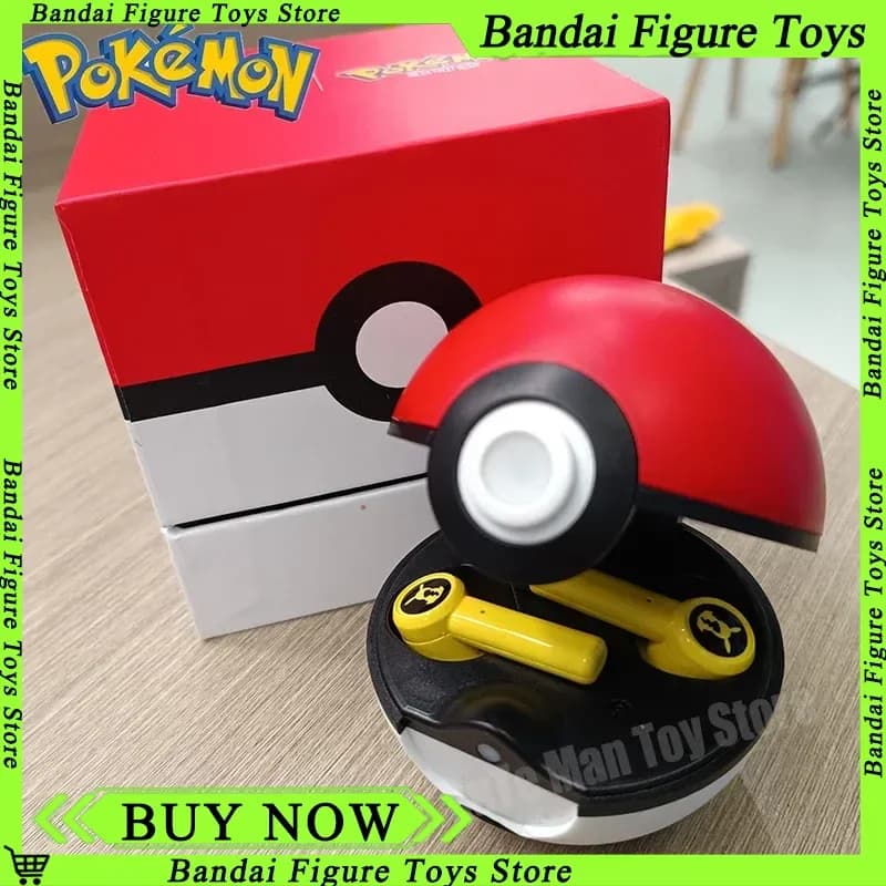 Pokemon Pikachu Anime Wireless Bluetooth 5.0 Earphone Sport Noise Reduction Touch Control Headset Microphone Universal Toys Gift