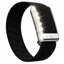 Diamond-Embedded For Whop5.0 Straps Nylon Woven Elastic Casual Wristband with Full-Diamond Bright Silver Metal U-Frame Band