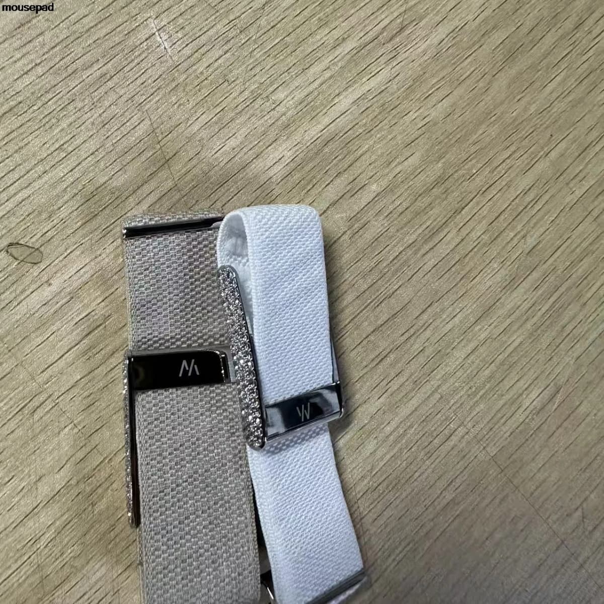 Diamond-Embedded For Whop5.0 Straps Nylon Woven Elastic Casual Wristband with Full-Diamond Bright Silver Metal U-Frame Band