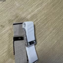 Diamond-Embedded For Whop5.0 Straps Nylon Woven Elastic Casual Wristband with Full-Diamond Bright Silver Metal U-Frame Band