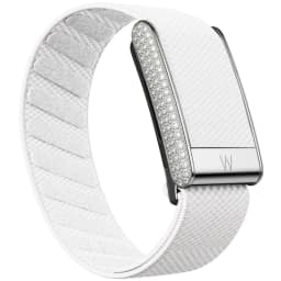 Diamond-Embedded For Whop5.0 Straps Nylon Woven Elastic Casual Wristband with Full-Diamond Bright Silver Metal U-Frame Band