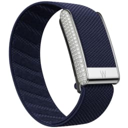 Diamond-Embedded For Whop5.0 Straps Nylon Woven Elastic Casual Wristband with Full-Diamond Bright Silver Metal U-Frame Band