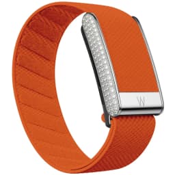 Diamond-Embedded For Whop5.0 Straps Nylon Woven Elastic Casual Wristband with Full-Diamond Bright Silver Metal U-Frame Band