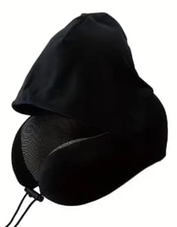 Hooded Memory Foam Travel Neck Pillow, Soft Milk Velvet U-Shaped Neck Support Cushion with Storage Bag for Airplane Car Trip
