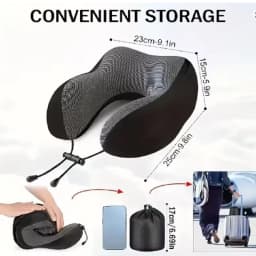 Hooded Memory Foam Travel Neck Pillow, Soft Milk Velvet U-Shaped Neck Support Cushion with Storage Bag for Airplane Car Trip