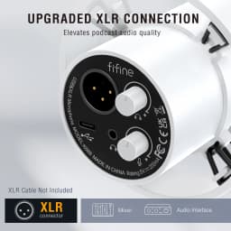 FIFINE Recording XLR Dynamic Microphone with Real-time Monitoring,USB Streaming Mic with Gain Knob/Touch-mute for PC,Mixer-K688