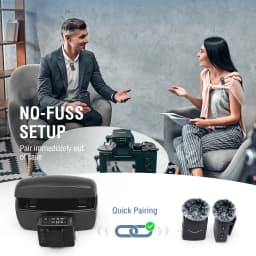 FIFINE M9 Wireless Lavalier Microphone,2 Pack Cordless Lapel Mic System for Vlog Recording,Suit for IPhone/Android/Camera/Laptop