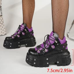New Platform Women's Personality Casual Sneakers Autumn Round Toe Strappy Heels