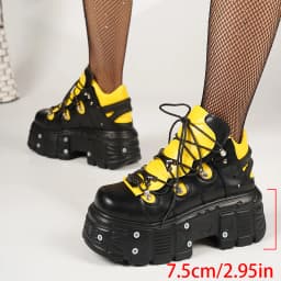 New Platform Women's Personality Casual Sneakers Autumn Round Toe Strappy Heels
