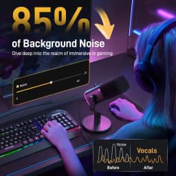 MAONO PD100X Dynamic Microphone. Software Noise Reduction Included. RGB Gaming Mic. Enhances Gaming Experience. Ideal for Record