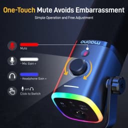 MAONO PD100X Dynamic Microphone. Software Noise Reduction Included. RGB Gaming Mic. Enhances Gaming Experience. Ideal for Record