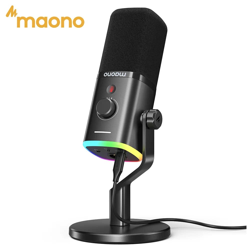 MAONO PD100X Dynamic Microphone. Software Noise Reduction Included. RGB Gaming Mic. Enhances Gaming Experience. Ideal for Record