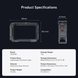TELESIN Aluminum Alloy Frame Protective Case Rabbit Cage For DJI OSMO Action 6 Accessories Dual Cold Shoe Adapter Metal Shell