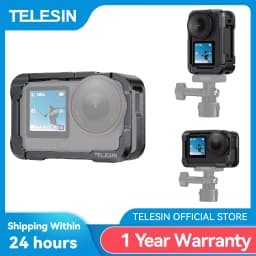 TELESIN Aluminum Alloy Frame Protective Case Rabbit Cage For DJI OSMO Action 6 Accessories Dual Cold Shoe Adapter Metal Shell