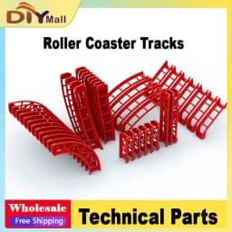 10PCS Roller Coaster Track Rails MOC Building Blocks Compatible 26022/25059/25061/34738 Model Railway City Train Technical Parts