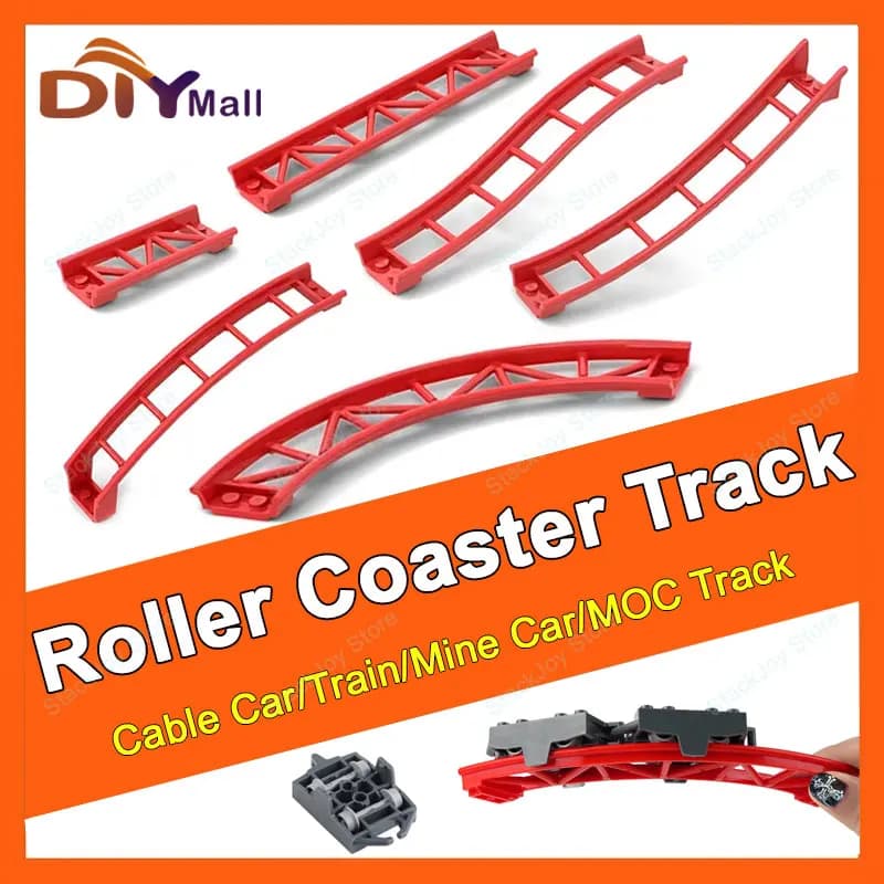 10PCS Roller Coaster Track Rails MOC Building Blocks Compatible 26022/25059/25061/34738 Model Railway City Train Technical Parts