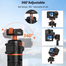 VRIG Magnetic Tripod for DJI Osmo Action 6 5 4 3 Adjustable Selfie Stick Stand Action Camera Accessories w 360 BallHead&ColdShoe