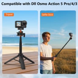 VRIG Magnetic Tripod for DJI Osmo Action 6 5 4 3 Adjustable Selfie Stick Stand Action Camera Accessories w 360 BallHead&ColdShoe