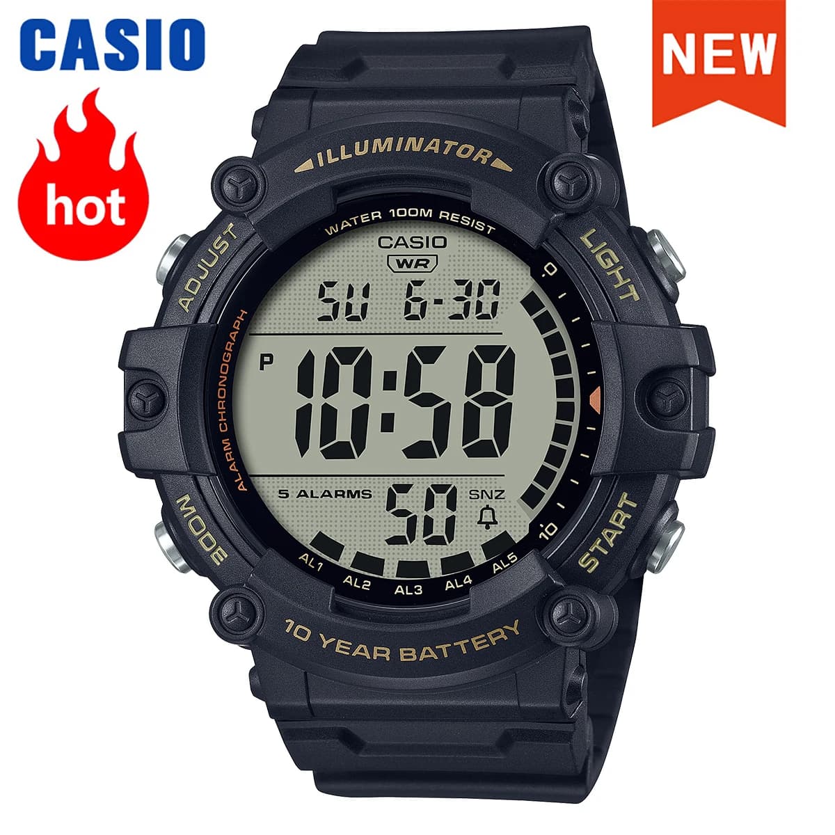 Casio Men's Large Dial Multi-Function Electronic Watch Simple Clear Display AE-1500WHX-1A/3A