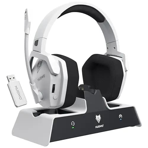 NUBWO G06 Pro Wireless Gaming Headset with Charging Station for Headset and PS5 Controller 17ms Low Latency Dynamic 50mm Drivers