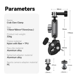 TELESIN Camera Clamp Mount Bike Motorcycle Handlebar Aluminum Alloy Super Clamp Holder Clip For Camera GoPro DJI OSMO Insta360