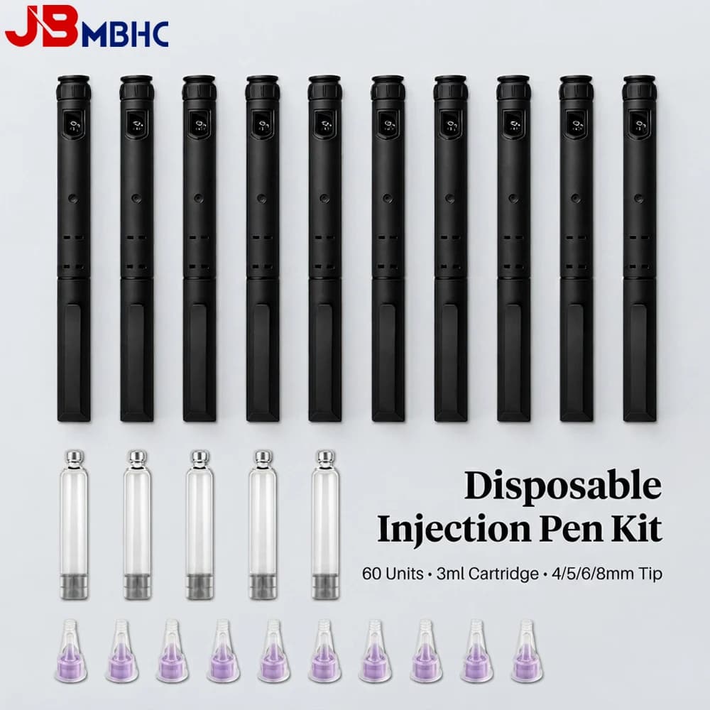 10/20PCS 60U Plastic Disposable Injection Pen with 3ml Glass Cartridge and 4/5/6/8mm Pen Tip, Insulin/Peptide Pen Injector Kit