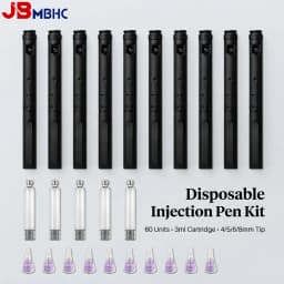 10/20PCS 60U Plastic Disposable Injection Pen with 3ml Glass Cartridge and 4/5/6/8mm Pen Tip, Insulin/Peptide Pen Injector Kit