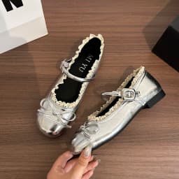 Spring Lace Women Flats Mary Jane Shoes Round Toe Shallow Ladies Casual Ballet Style Shoes Soft Leather Eelgant Dress Shoes