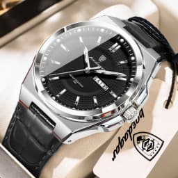 POEDAGAR Top Fashion Male Wristwatch Waterproof Luminous Date Week Men Watch Business Leather Quartz Men's Watches Reloj Hombre