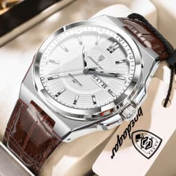 POEDAGAR Top Fashion Male Wristwatch Waterproof Luminous Date Week Men Watch Business Leather Quartz Men's Watches Reloj Hombre