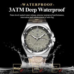 POEDAGAR Top Fashion Male Wristwatch Waterproof Luminous Date Week Men Watch Business Leather Quartz Men's Watches Reloj Hombre