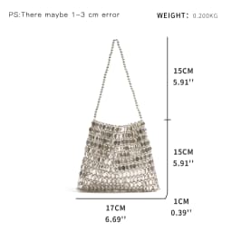 KOKOPEAS Handmade Bead Bag Bead Glitter Woven Phone Bag Luxury Bags for Women Shiny Sequins Shoulder Crossbody Bag Evening Hobos