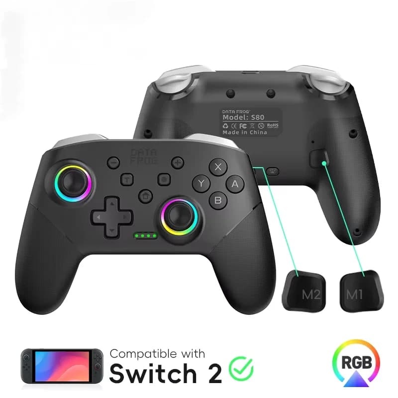 Wireless Game Controller for Switch 2 / Switch OLED / Lite Console Pro Joystick Gamepad with Turbo & 1000mAh Battery