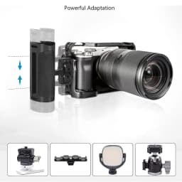 Probty Mini Side Handle Handgrip with Cold Shoe Interface and 1/4"-20 Screw Mount for DSLR/Digital Camera Cage