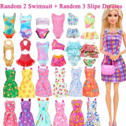 50 Pcs/Set Handmade Doll Clothes for 11.5'' Doll 2 Evening Gown Bikinis 3 Outfit 2 Mini Dress 10 Hangers 31 Accessories Kids Toy