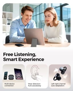 SoundPEATS Clip1 Open Ear Wireless Headphones Dolby Audio Bluetooth 5.4 Earphone Clip On Sports Earbuds with Hi-Res LDAC, IPX5
