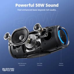 Tronsmart Mirtune S100 Bluetooth Speaker Powerful Speaker with 50W, IPX7 Waterproof, Retractable Handle, Built-in Powerbank