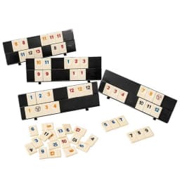 106 Rummy Tiles Numbered Mahjong Set, with 4 Racks, Zipper Storage , Deluxe Portable Travel Game Set, Suitable for Holiday Party