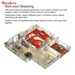 IEAST Audiocast AMP50 Wireless WiFi & BT V5.0 Amplifier Multi Room Audio Music Receiver Adapter For Airplay DLNA Speakers Mic TV