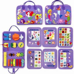 Toddler Busy Board - Montessori Toys , Educational Learning Sensory Busy Book, Airplane Car Travel Activities Toy