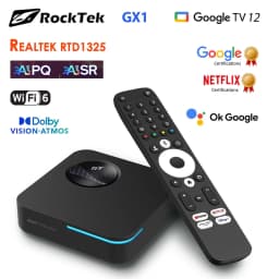 RockTek GX1 UHD Google TV 14 Box Netflix Google Certified 4GB 32G Realtek1325 Support Dolby Atmos 2T2R Wifi6 BT5.2 Android TVBox