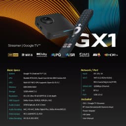 RockTek GX1 UHD Google TV 14 Box Netflix Google Certified 4GB 32G Realtek1325 Support Dolby Atmos 2T2R Wifi6 BT5.2 Android TVBox
