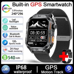 2026 New Outdoor Military Men's Smartwatch Is Equipped With GPS LED Lighting, A Compass, Wireless Communication, IP68 Waterproof