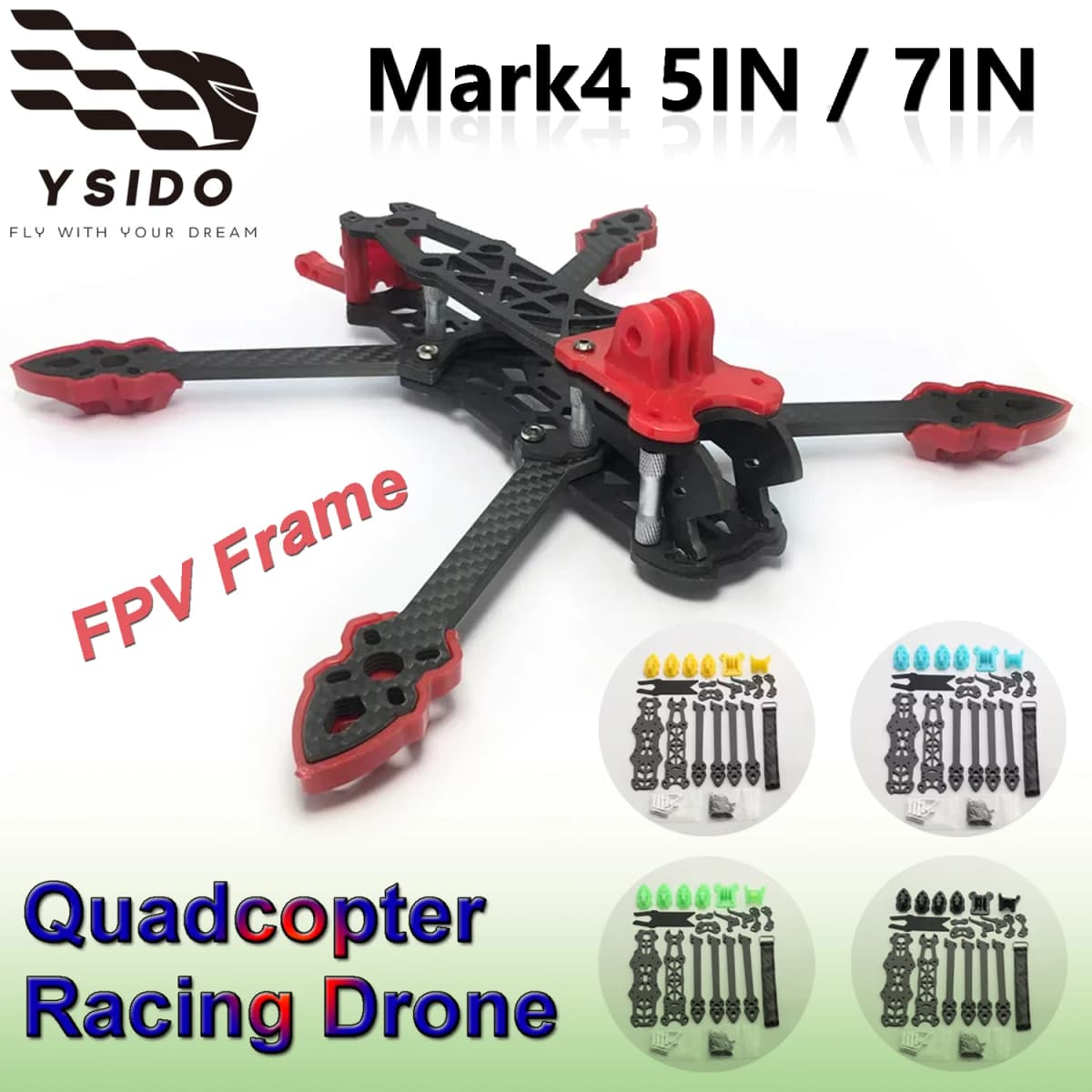 Mark4 5inch FPV Carbon Fiber Frame 225mm Wheelbase 5mm Arm Freestyle Long Range Frame for RC Quadcopter Racing Drone