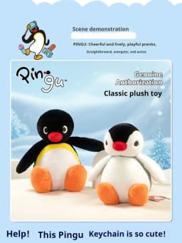 Youmai Official Pingu Penguin Plush Doll Sitting Series Pinga Round Eye Soft Plush Toy Home Decor Ornament Gift For Collectors