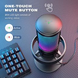 FIFINE USB Microphone for Recording and Streaming on PC and Mac,Headphone Output and Touch-Mute Button,Mic with 3 RGB Modes -A8