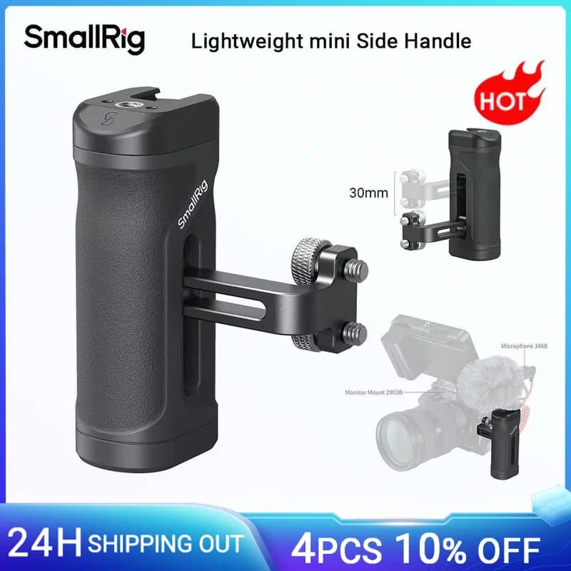 SmallRig Mini Side Handle for 1/4"-20 Threaded Holes Lightweight Portable Camera Cage Grip for Sony for DSLR with Cold Shoe 4755